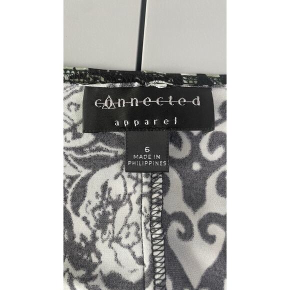 Connected Apparel Paisley Y2K Midi Shift Dress Floral Green Black Women's Size 6 - Picture 7 of 12